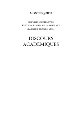 Couverture de Montesquieu - 13 Discours académiques